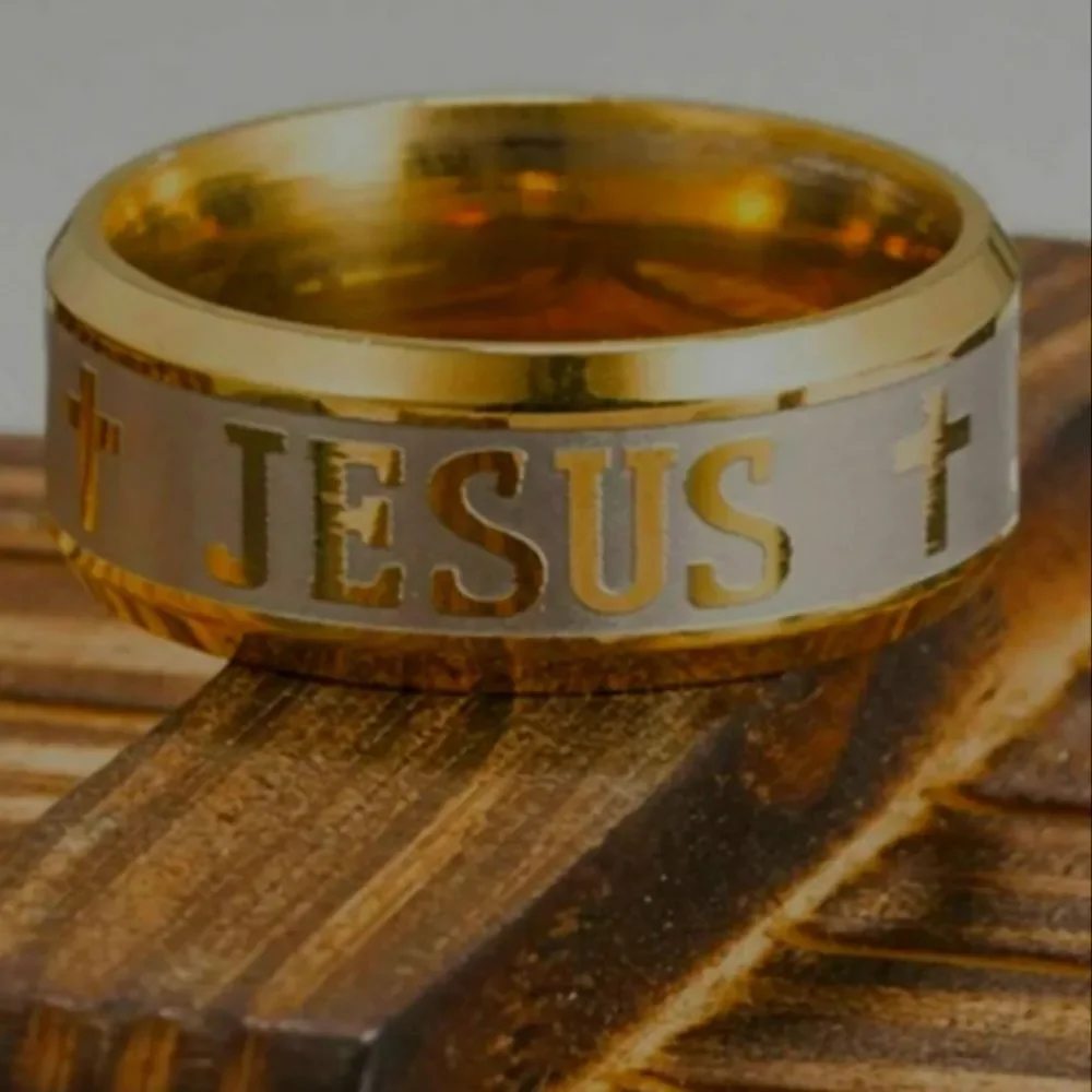 Unisex 18K Yellow Gold Plated Titanium Ring